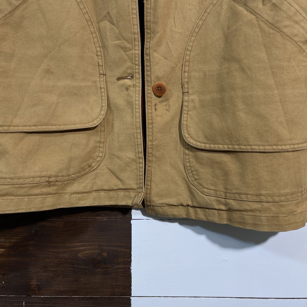 Vintage 80s LL Bean Womens Large Oversized‎ Jacket Canvas Plaid Chore Jacket - Picture 7 of 12